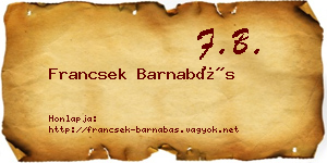 Francsek Barnabás névjegykártya